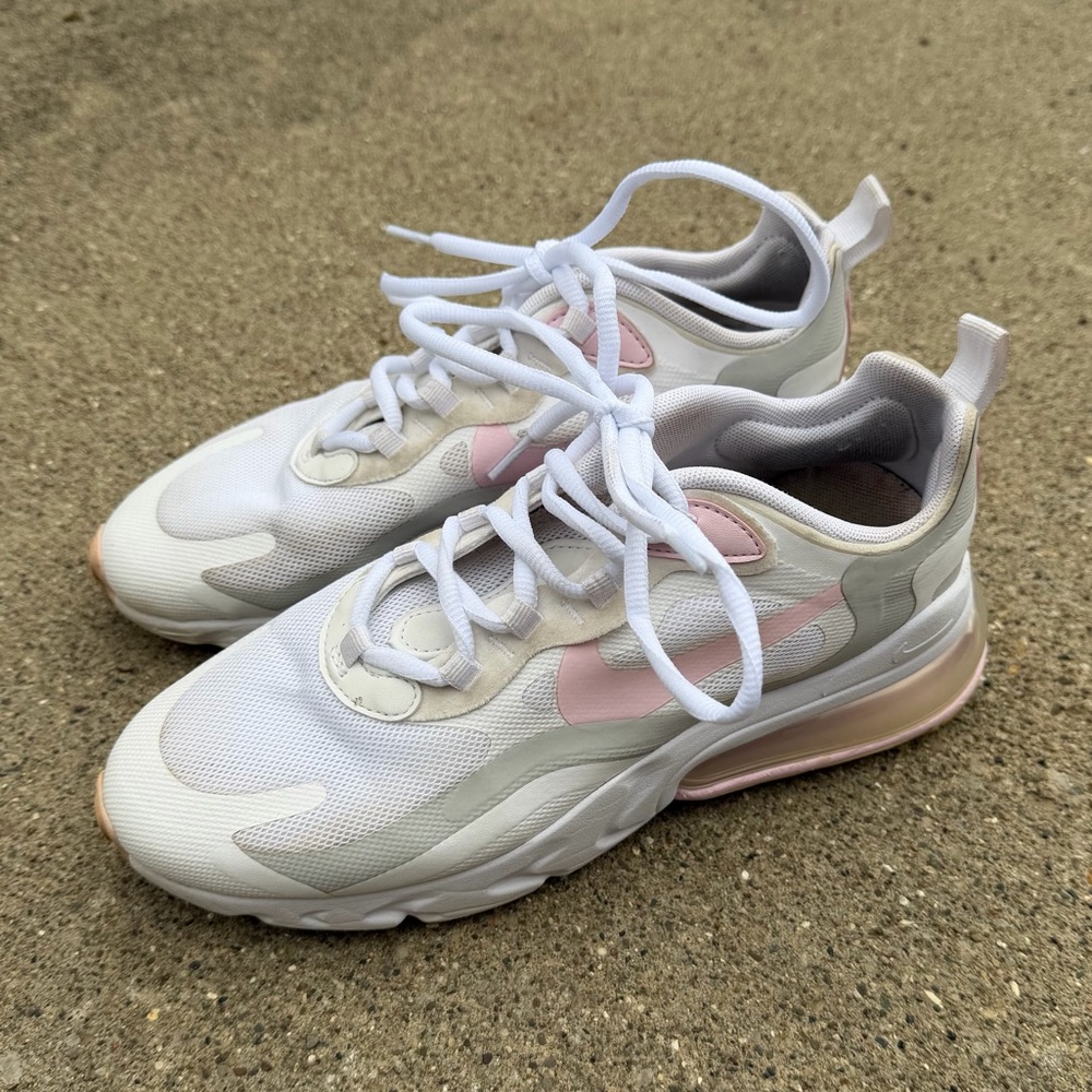 Nike Air Max 270 React Athletic Shoes Pink/White Women’s‎ 8.5 CZ0372-101